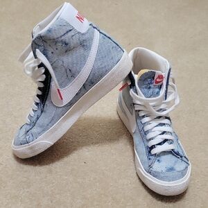 Nike Blue Denim High-Top Sneakers Big Kids